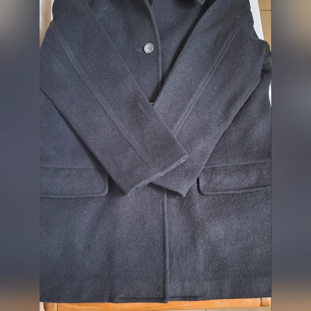 Vintage J. Crew Wool Pea Coat Black Single Breasted Preppy Academia Womens PS - Picture 4 of 13